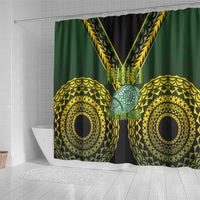 Avaiki Cook Islands Rugby Shower Curtain Kuki Airani Tatau Black - Polynesian Pride