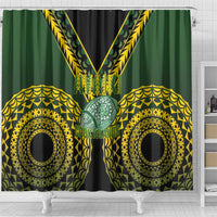 Avaiki Cook Islands Rugby Shower Curtain Kuki Airani Tatau Black - Polynesian Pride