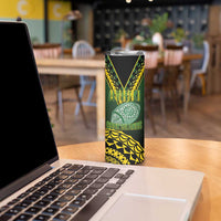 Custom Avaiki Cook Islands Rugby Skinny Tumbler Kuki Airani Tatau Black - Polynesian Pride