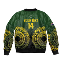 Custom Avaiki Cook Islands Rugby Sleeve Zip Bomber Jacket Kuki Airani Tatau Black - Polynesian Pride
