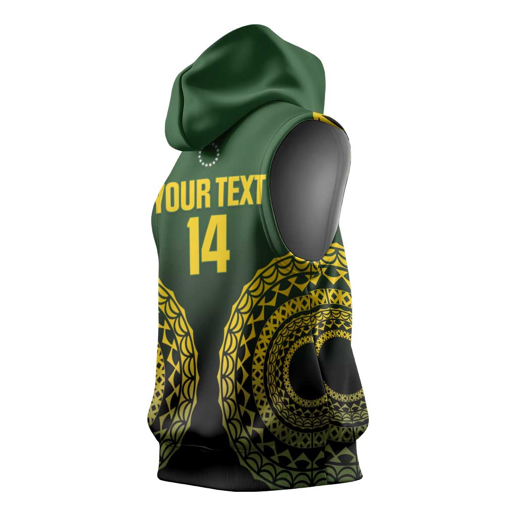 Custom Avaiki Cook Islands Rugby Sleeveless Hoodie Kuki Airani Tatau Black - Polynesian Pride