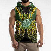 Custom Avaiki Cook Islands Rugby Sleeveless Hoodie Kuki Airani Tatau Black - Polynesian Pride