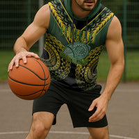 Custom Avaiki Cook Islands Rugby Sleeveless Hoodie Kuki Airani Tatau Black - Polynesian Pride