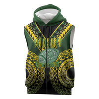 Custom Avaiki Cook Islands Rugby Sleeveless Zip Hoodie Kuki Airani Tatau Black - Polynesian Pride