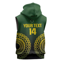 Custom Avaiki Cook Islands Rugby Sleeveless Zip Hoodie Kuki Airani Tatau Black - Polynesian Pride
