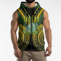 Custom Avaiki Cook Islands Rugby Sleeveless Zip Hoodie Kuki Airani Tatau Black - Polynesian Pride