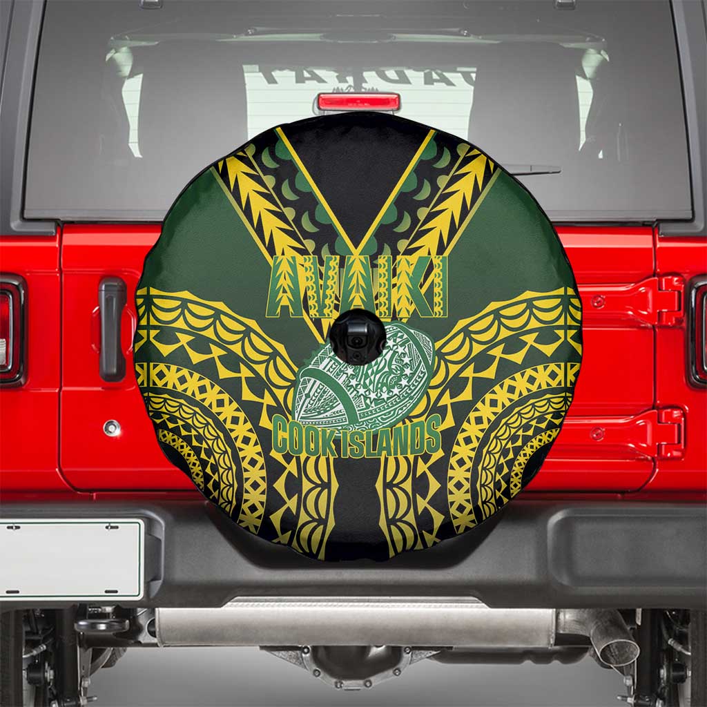 Avaiki Cook Islands Rugby Spare Tire Cover Kuki Airani Tatau Black - Polynesian Pride