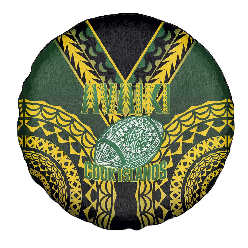 Avaiki Cook Islands Rugby Spare Tire Cover Kuki Airani Tatau Black - Polynesian Pride