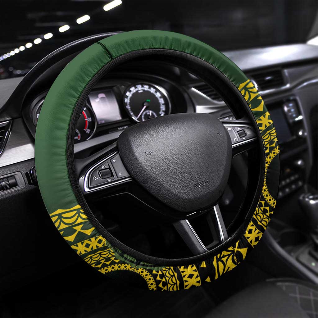 Avaiki Cook Islands Rugby Steering Wheel Cover Kuki Airani Tatau Black - Polynesian Pride