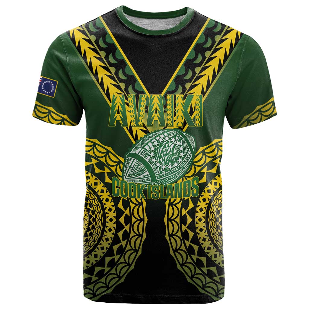 Custom Avaiki Cook Islands Rugby T Shirt Kuki Airani Tatau Black - Polynesian Pride