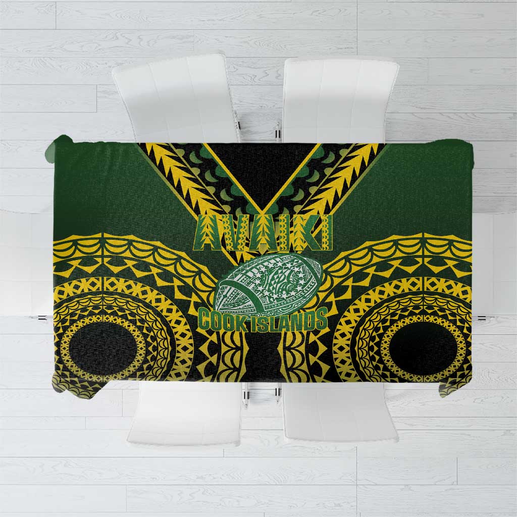 Avaiki Cook Islands Rugby Tablecloth Kuki Airani Tatau Black - Polynesian Pride