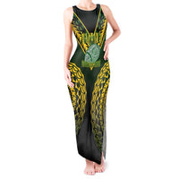 Custom Avaiki Cook Islands Rugby Tank Maxi Dress Kuki Airani Tatau Black - Polynesian Pride