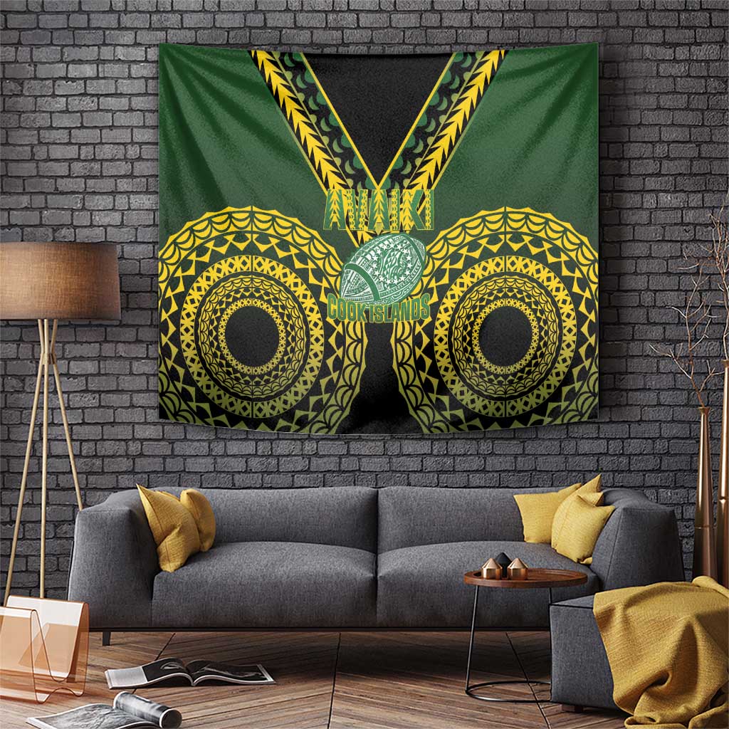 Avaiki Cook Islands Rugby Tapestry Kuki Airani Tatau Black - Polynesian Pride