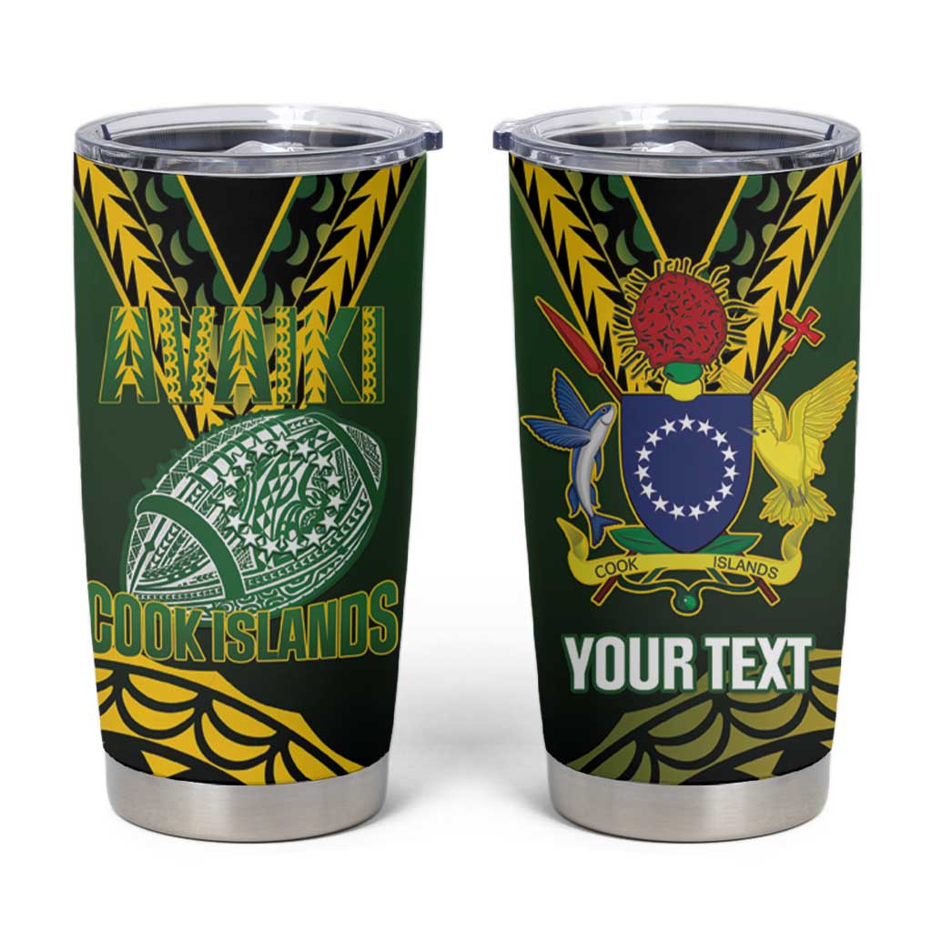 Custom Avaiki Cook Islands Rugby Tumbler Cup Kuki Airani Tatau Black LT14 Black - Polynesian Pride