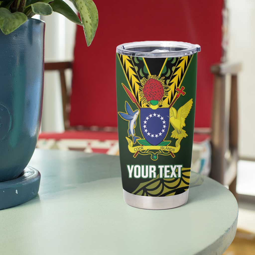 Custom Avaiki Cook Islands Rugby Tumbler Cup Kuki Airani Tatau Black LT14 - Polynesian Pride