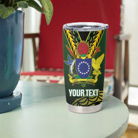 Custom Avaiki Cook Islands Rugby Tumbler Cup Kuki Airani Tatau Black LT14 - Polynesian Pride