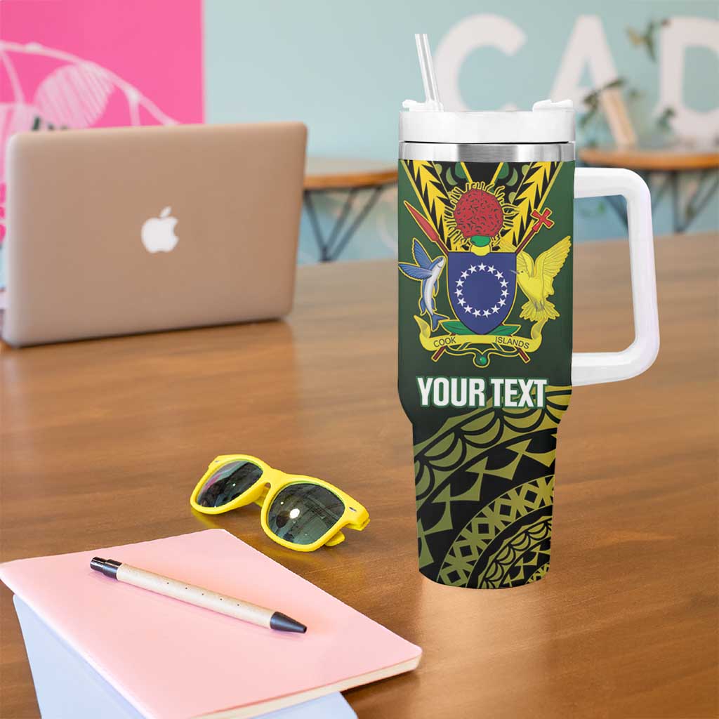 Custom Avaiki Cook Islands Rugby Tumbler With Handle Kuki Airani Tatau Black - Polynesian Pride