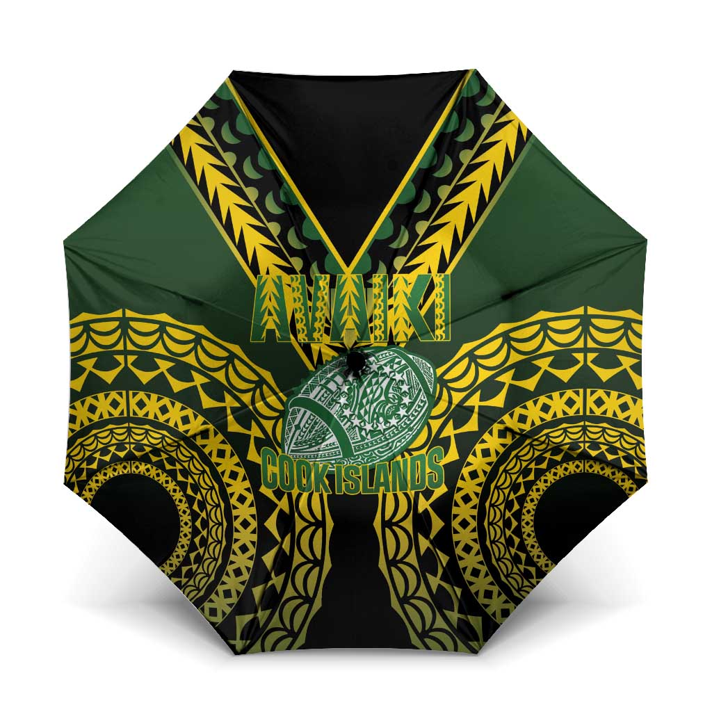 Avaiki Cook Islands Rugby Umbrella Kuki Airani Tatau Black - Polynesian Pride