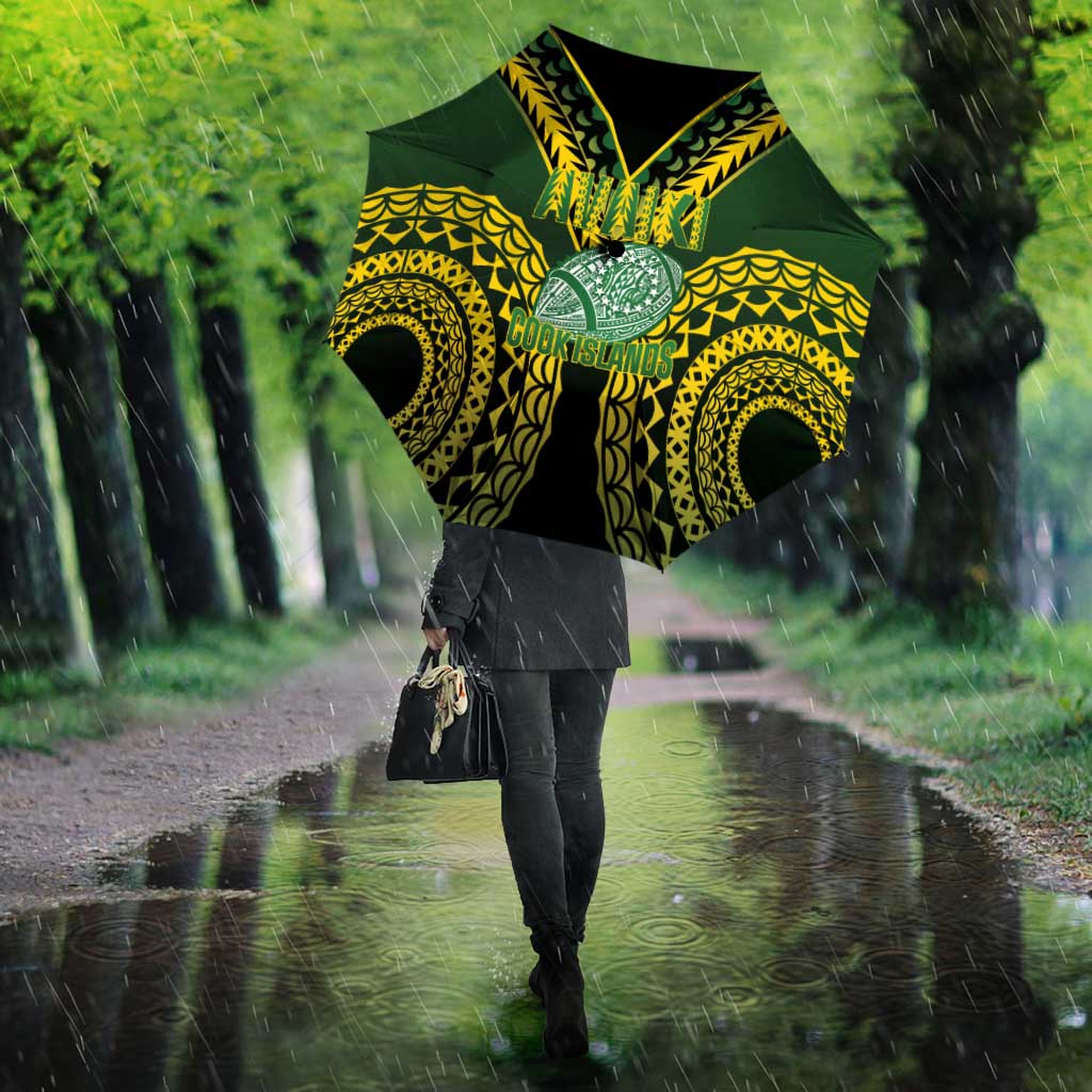 Avaiki Cook Islands Rugby Umbrella Kuki Airani Tatau Black - Polynesian Pride