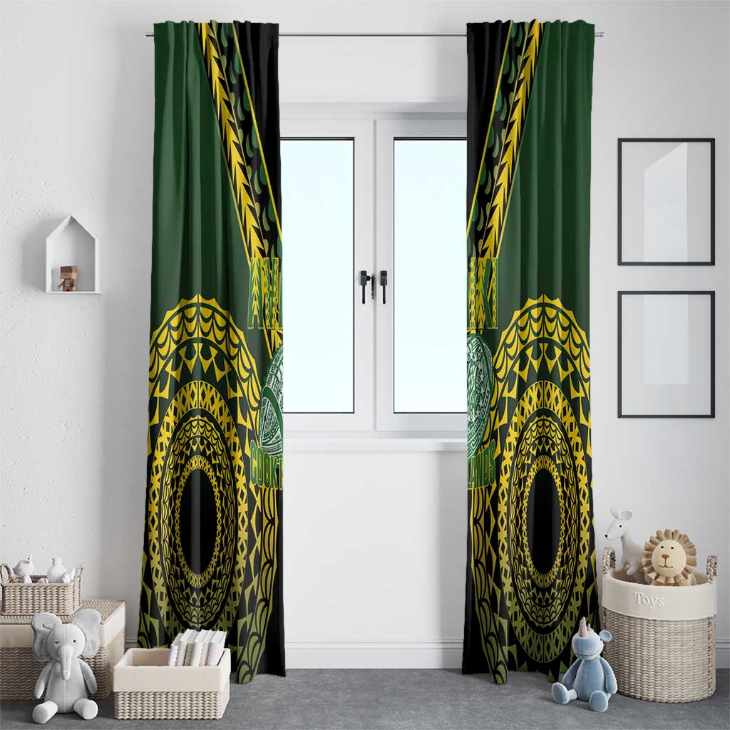 Avaiki Cook Islands Rugby Window Curtain Kuki Airani Tatau Black - Polynesian Pride