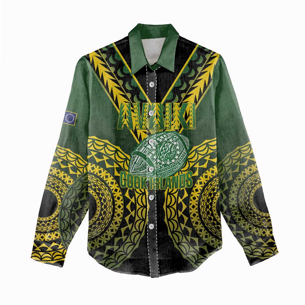 Custom Avaiki Cook Islands Rugby Women Casual Shirt Kuki Airani Tatau Black - Polynesian Pride