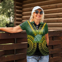 Custom Avaiki Cook Islands Rugby Women Polo Shirt Kuki Airani Tatau Black - Polynesian Pride