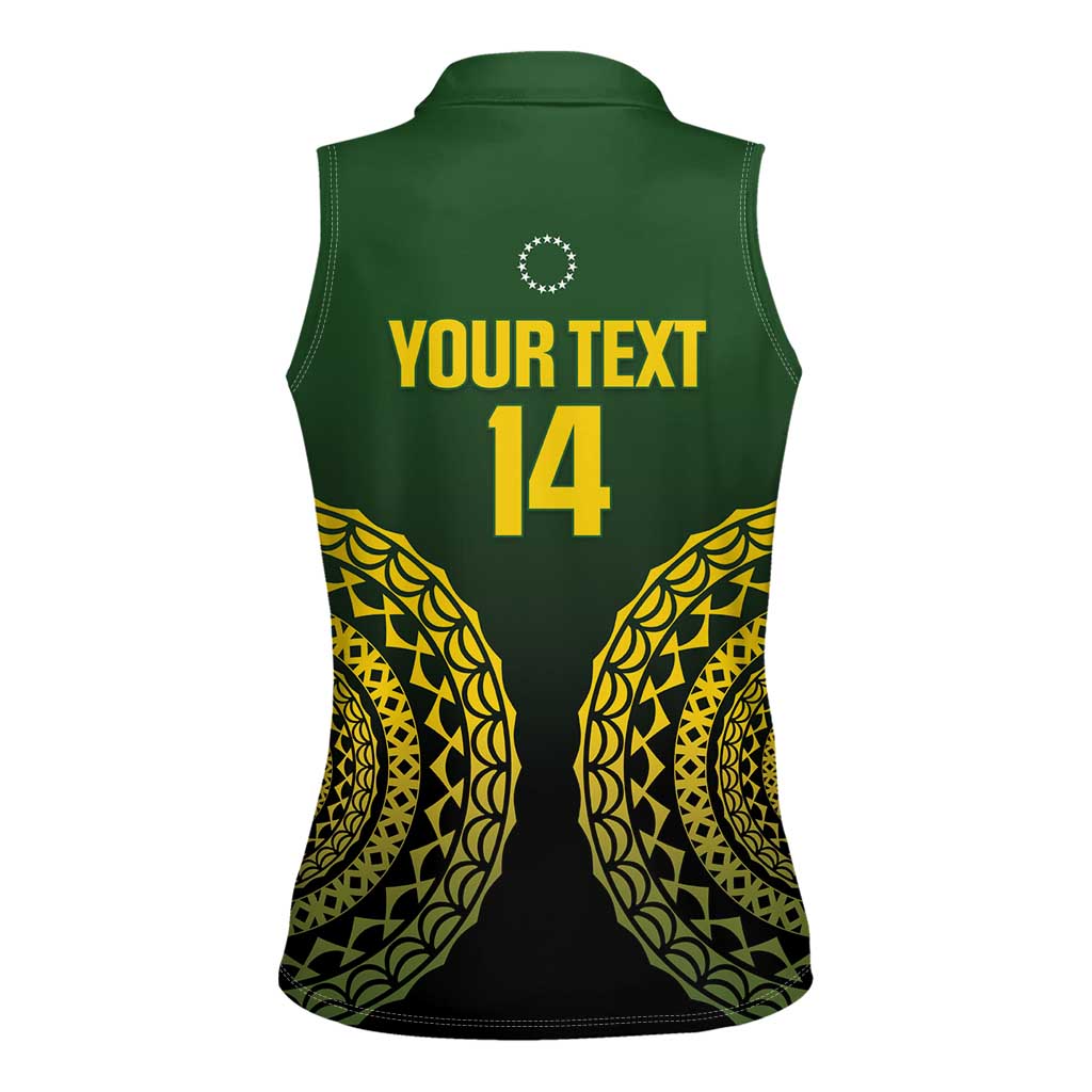 Custom Avaiki Cook Islands Rugby Women Sleeveless Polo Shirt Kuki Airani Tatau Black - Polynesian Pride