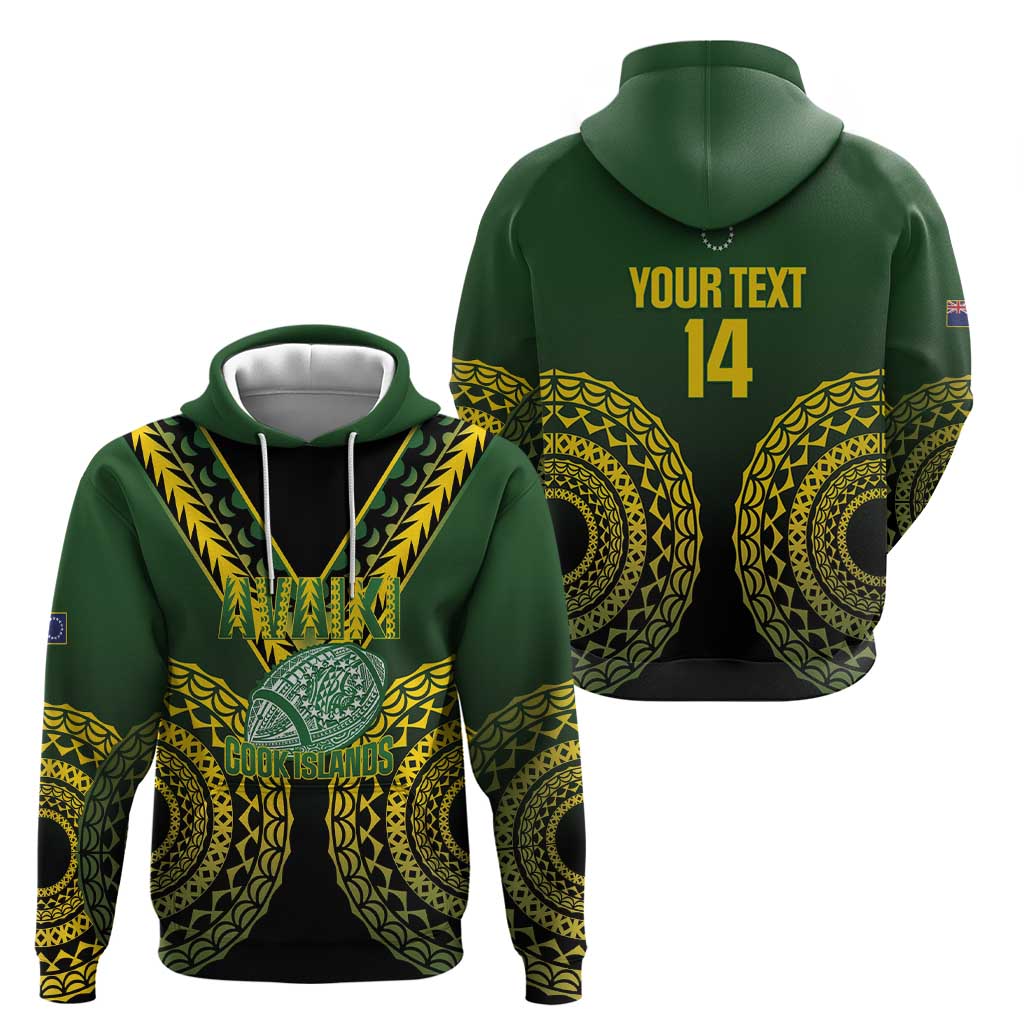 Custom Avaiki Cook Islands Rugby Zip Hoodie Kuki Airani Tatau Black - Polynesian Pride