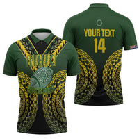Custom Avaiki Cook Islands Rugby Zipper Polo Shirt Kuki Airani Tatau Black - Polynesian Pride