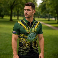 Custom Avaiki Cook Islands Rugby Zipper Polo Shirt Kuki Airani Tatau Black - Polynesian Pride