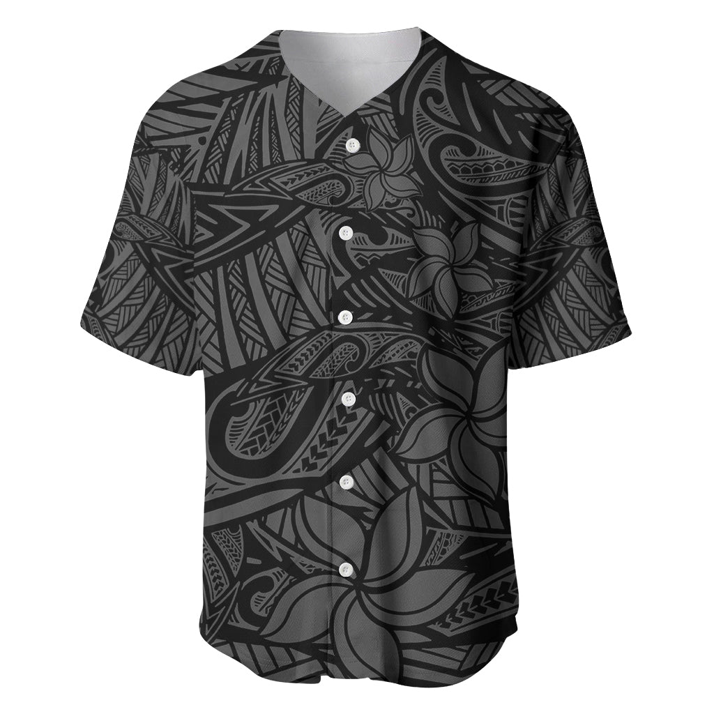 Polynesia Baseball Jersey Polynesian Pattern Mix Plumeria Black LT14 Black - Polynesian Pride