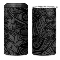 Polynesia 4 in 1 Can Cooler Tumbler Polynesian Pattern Mix Plumeria Black