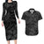 Polynesia Couples Matching Long Sleeve Bodycon Dress and Hawaiian Shirt Polynesian Pattern Mix Plumeria Black LT14 Black - Polynesian Pride