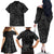 Polynesia Family Matching Off Shoulder Long Sleeve Dress and Hawaiian Shirt Polynesian Pattern Mix Plumeria Black LT14 - Polynesian Pride