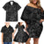 Polynesia Family Matching Off Shoulder Short Dress and Hawaiian Shirt Polynesian Pattern Mix Plumeria Black LT14 - Polynesian Pride