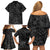 Polynesia Family Matching Off Shoulder Short Dress and Hawaiian Shirt Polynesian Pattern Mix Plumeria Black LT14 - Polynesian Pride