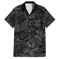 Polynesia Family Matching Puletasi and Hawaiian Shirt Polynesian Pattern Mix Plumeria Black LT14 Dad's Shirt - Short Sleeve Black - Polynesian Pride