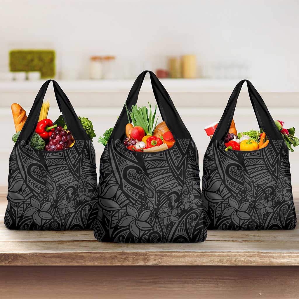 Polynesia Grocery Bag Polynesian Pattern Mix Plumeria Black LT14 3-pack One Size Black - Polynesian Pride