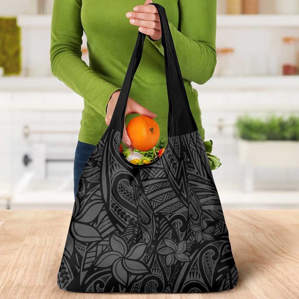 Polynesia Grocery Bag Polynesian Pattern Mix Plumeria Black LT14 - Polynesian Pride