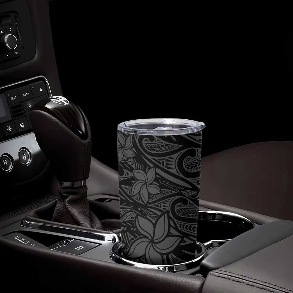 Polynesia Tumbler Cup Polynesian Pattern Mix Plumeria Black