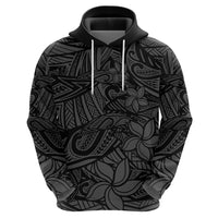 Polynesia Zip Hoodie Polynesian Pattern Mix Plumeria Black LT14 - Polynesian Pride