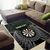 Personalised New Zealand Darts Area Rug Dartboard Maori Fern Puhoro Art