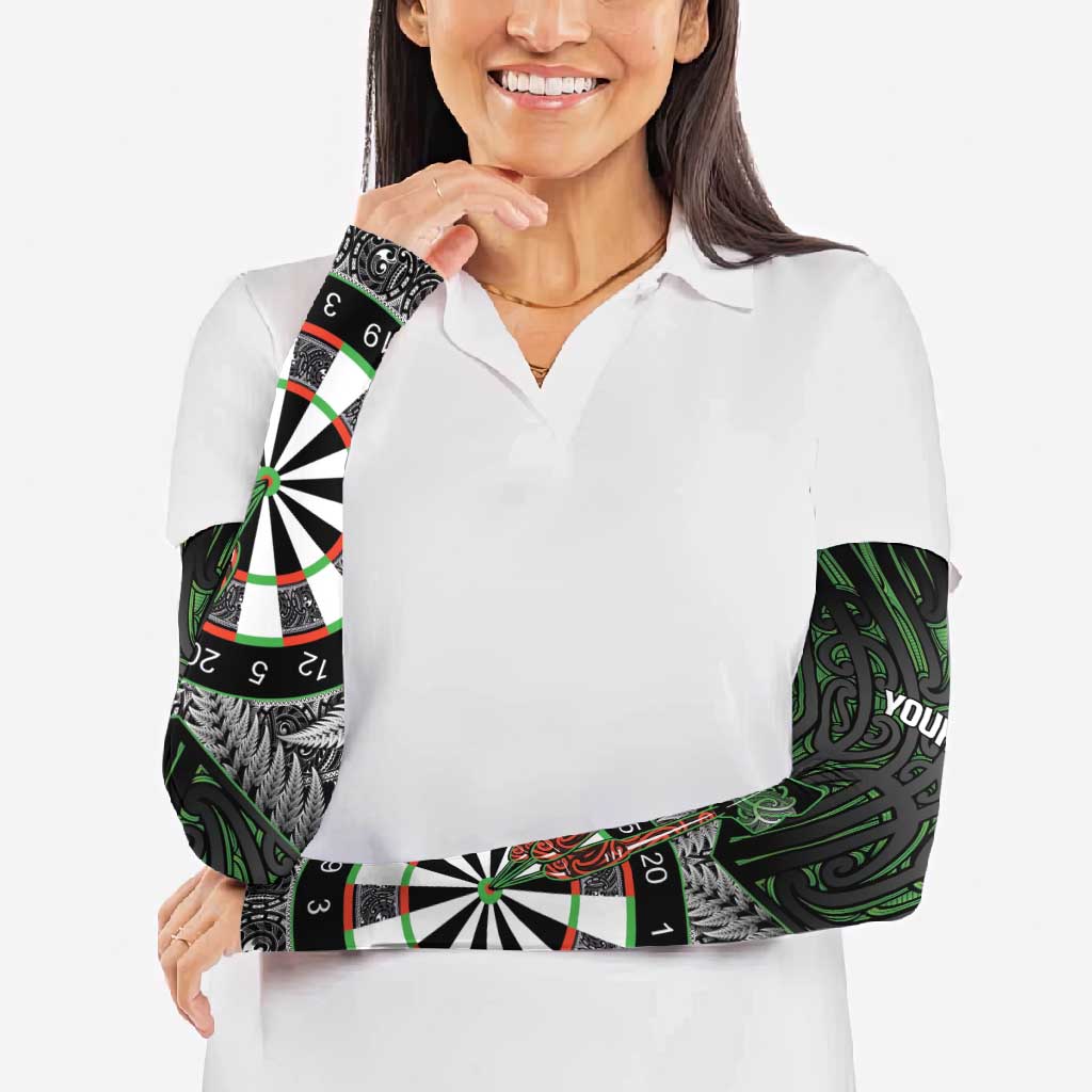 Personalised New Zealand Darts Arm Sleeves Dartboard Maori Fern Puhoro Art - Polynesian Pride