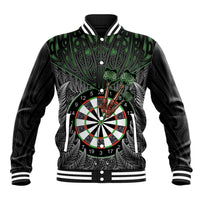 Personalised New Zealand Darts Baseball Jacket Dartboard Maori Fern Puhoro Art