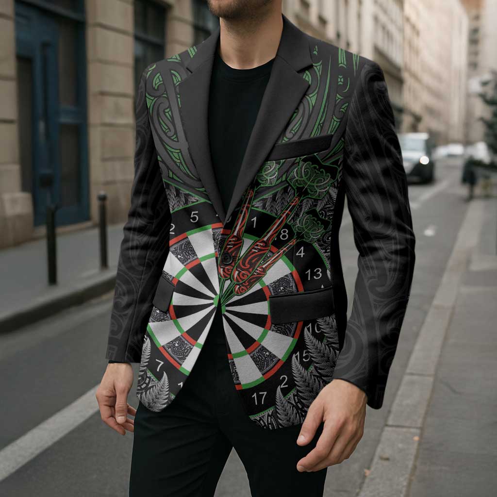 Personalised New Zealand Darts Blazer Dartboard Maori Fern Puhoro Art - Polynesian Pride
