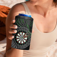 Personalised New Zealand Darts 4 in 1 Can Cooler Tumbler Dartboard Maori Fern Puhoro Art