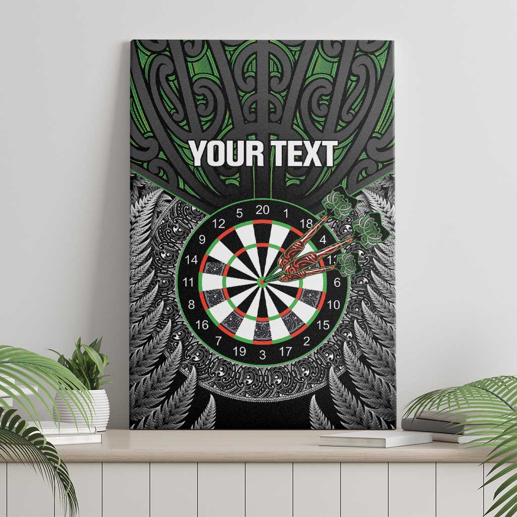 Personalised New Zealand Darts Canvas Wall Art Dartboard Maori Fern Puhoro Art
