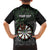 Personalised New Zealand Darts Family Matching Off Shoulder Short Dress and Hawaiian Shirt Dartboard Maori Fern Puhoro Art