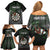 Personalised New Zealand Darts Family Matching Off Shoulder Short Dress and Hawaiian Shirt Dartboard Maori Fern Puhoro Art