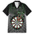 Personalised New Zealand Darts Family Matching Off Shoulder Short Dress and Hawaiian Shirt Dartboard Maori Fern Puhoro Art